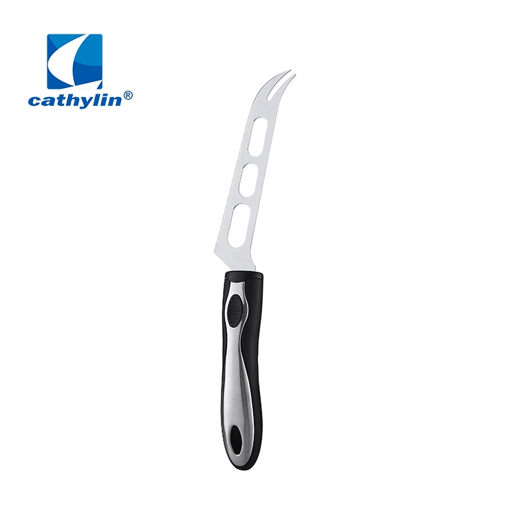 High Quality Stainless Steel Plastic Handle Cheese Knife with Holes