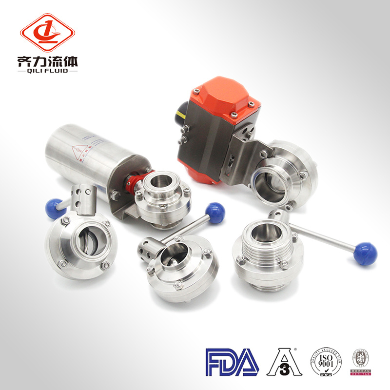 Sanitary Stainless Steel Factory Price Pneumatic/Manual Lever Butterfly Valves Welding/Thread