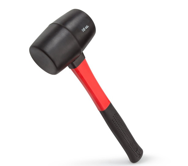 16-Ounce Rubber Mallet Hammer Fiberglass Handle Plastic Rubber Mallet