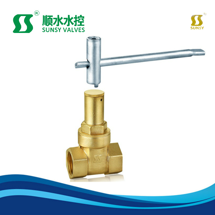 Ss1080 Bsp NPT Locking Brass Gate Valve Brass Stem