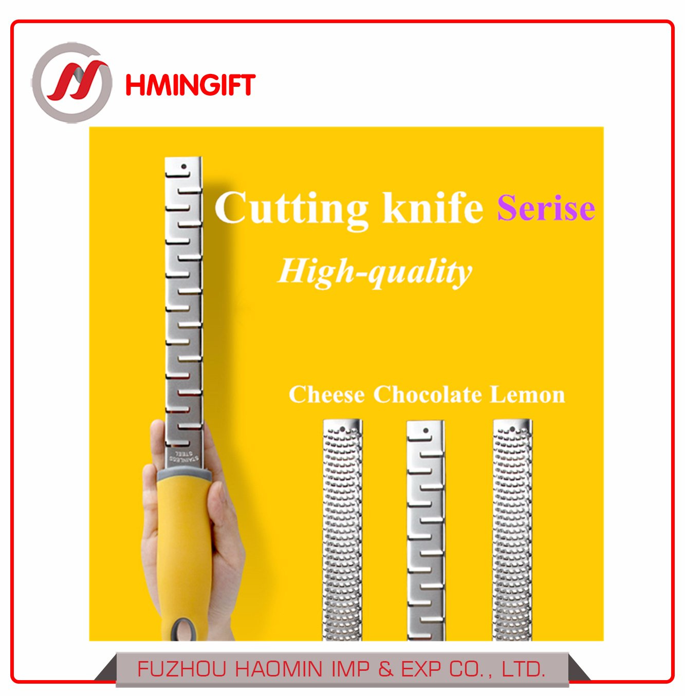 Multi-Function Cheese Lemon Chocolate Knife, High Quality Stainless Steel Plastic Yellow Handle Butter Spread Knife.