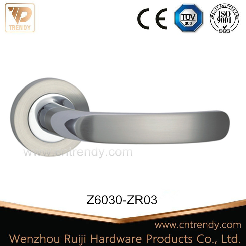 Zinc Zamak Chrome Door Lock Handle on Square Rose (Z6030-ZR03)