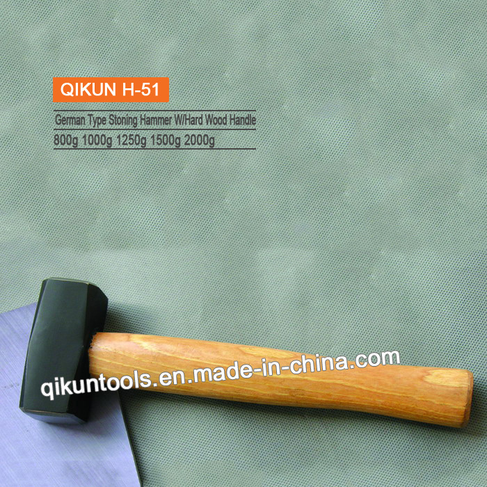 H-51 Construction Hardware Hand Tools Hardwood Handle German Type Stoning Hammer