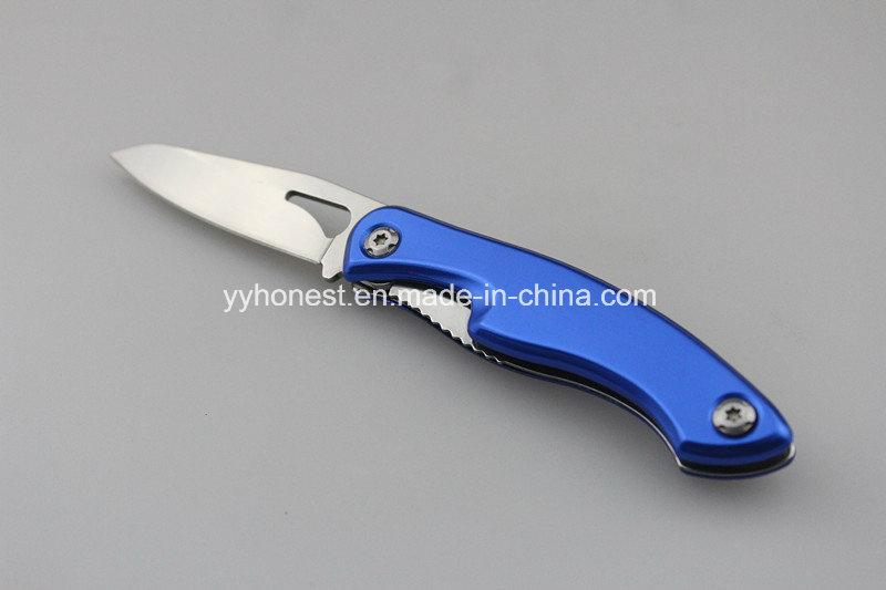 Swiss Quality Aluminium Flat Handle Folding Camping Knife with Lock