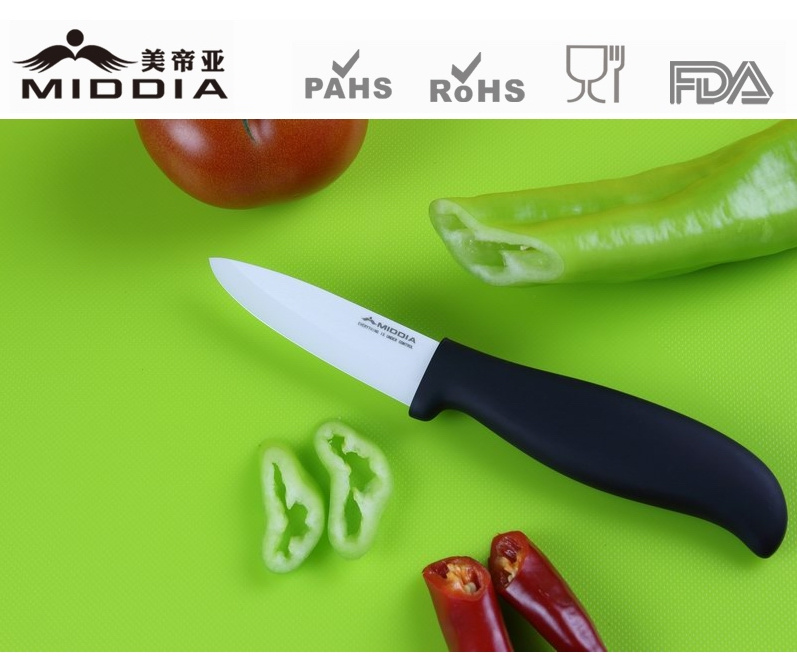 Black Handle Ceramic Kitchen Knives for Paring