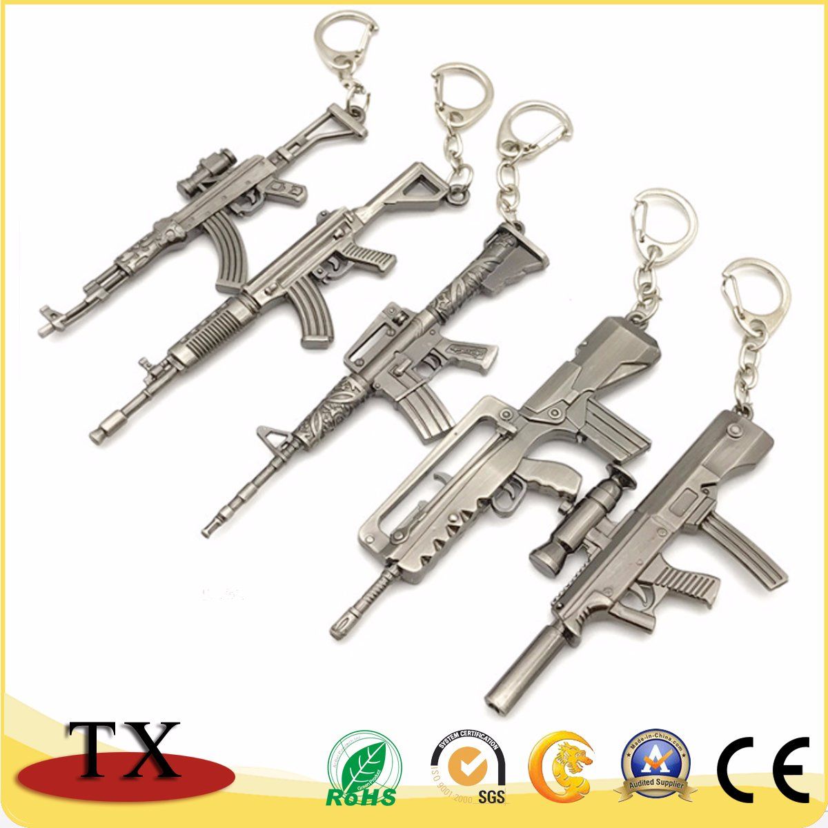 Modern Ak-47 Metal Sniper Rifle Military Model Gun Key Chain