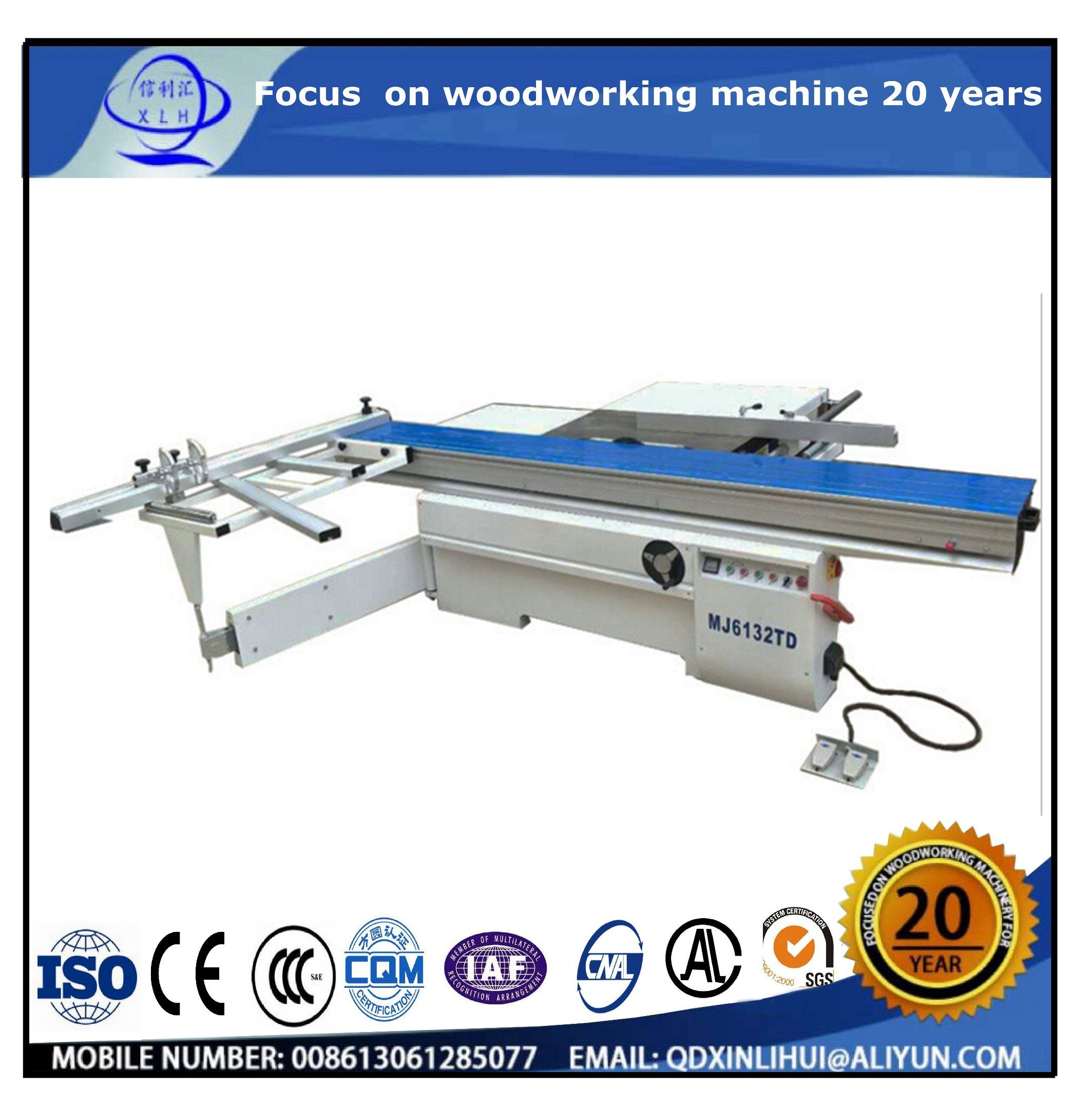 Sliding Table Saw for Woodworking with Handles for Adjusting Height and Angles