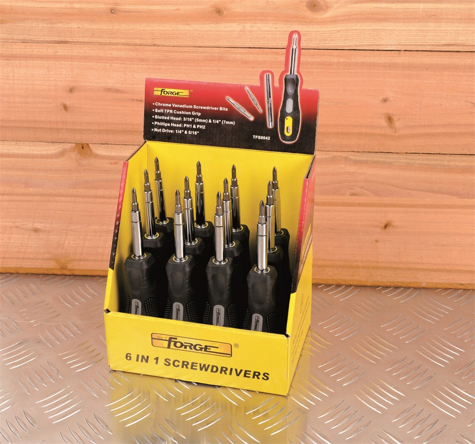 Hand Tools Screwdriver OEM Soft Grip 6 In1 Display Box