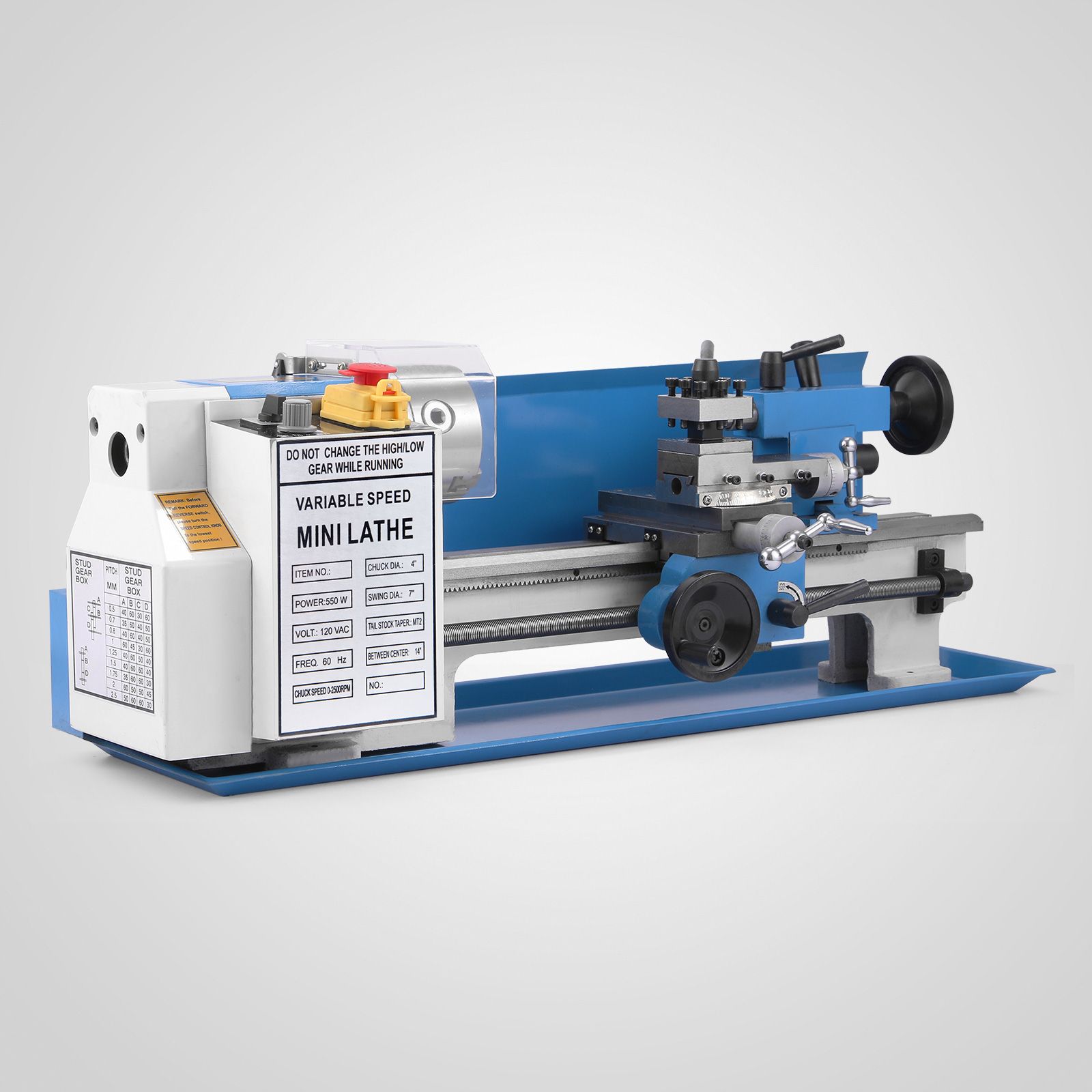 Variable Speed Metal Mini Lathe Machine 550W with Metal Gears