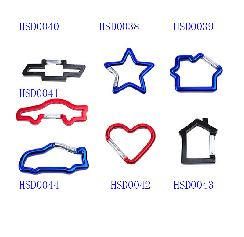 High Quality Car Heart Star House Shaped Aluminum Hook for Keychain Carabiner Camping Spring Snap Clip Promotion