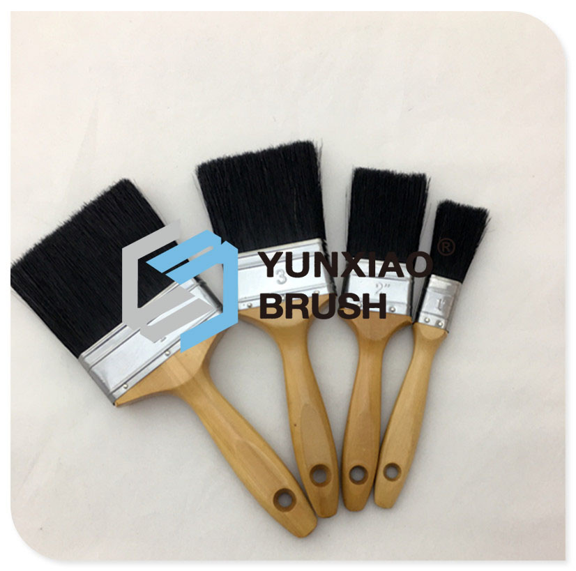 Black Bristle Paint Brush with Wood Handle Hardware