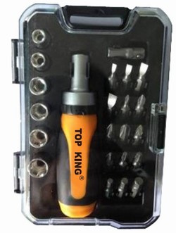 15PC Ratchet Handle, Bits and Socket Set