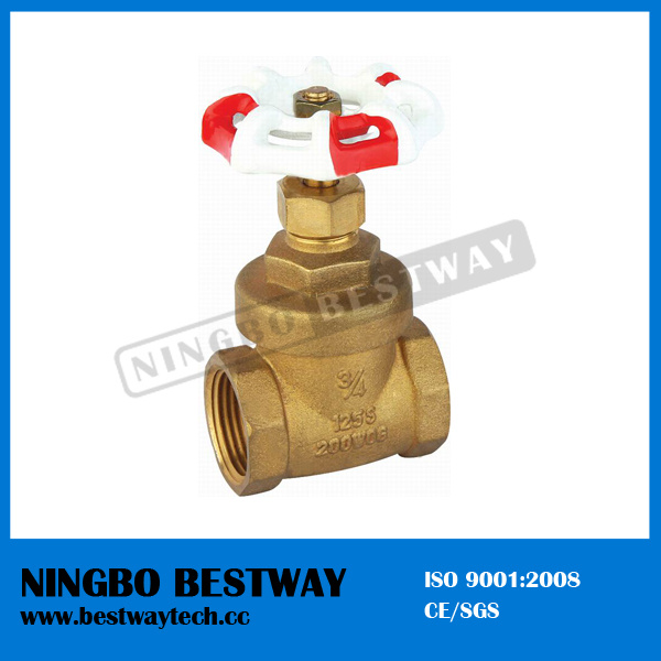 200wog Brass Gate Valve with Red and White Handlewheel (BW-G03)