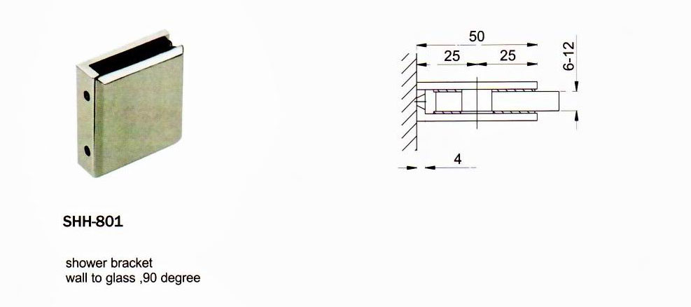 Shh-801 Stainless Steel Furniture Hardware Shower Hinge