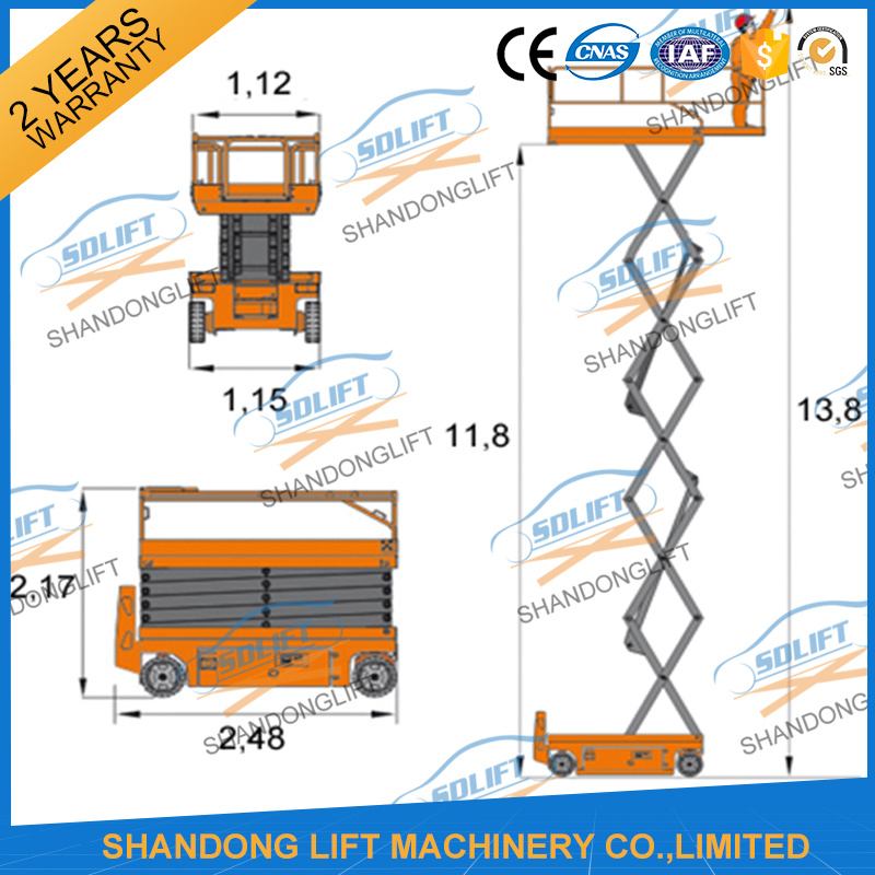 Electric Battery Power Scissor Lift Self Propelled Mobile Lift