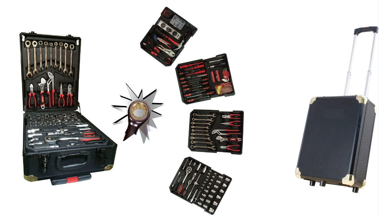286PCS Tools Set with Ratchet Handle/Aluminum Case Professional Tool Set in Trolley