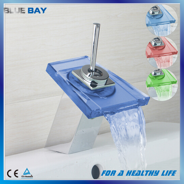 Deck Mount Waterfal LED Basin Sink Tap