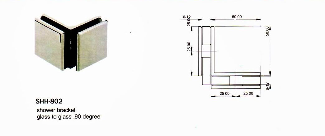 Shh-802 Stainless Steel Furniture Hardware Shower Hinge