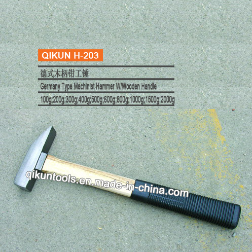 H-203 Construction Hardware Hand Tools Plastic Coated Hardwood Handle German Type Machinist's Hammer