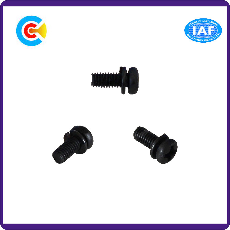 DIN/ANSI/BS/JIS Carbon-Steel/Stainless-Steel Cross Plate Head Pad Combination Screws for Building/Electric