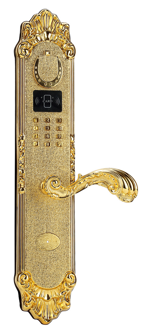 Gold Plated Brass Residential Fingerprint Lock and Password Door Lock