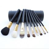 9PCS Nylon Hair Cosmetic Brush Set with Cylinder Case