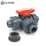 Plastic PVC 3 Way Ball Valve Dn15 Dn20 Dn25 Dn32 Dn40