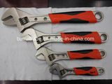 Forged Nickle-Plated Finish Adjustable Spanner with Rubber Grip