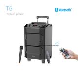 T5 2018 New Arrival Trolley Portable Wireless DJ PA Speaker Bluetooth Outdoor/Home Audio Speaker with Wireless APP Control (Black, 2.1 Channel)