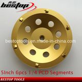 5inch 6PCS 1/4 PCD Segment Grinding Cup Wheel for Concrete