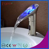 Fyeer New Nickle Brushed Hydro Power Waterfall LED Sensor Basin Faucet