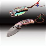 Quality Damascus Pocket Knife Collect Knife Abalone Shell Handle