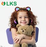 OEM Chargeable Foldable LED Flashing Bear Ear Headphone for Christmas