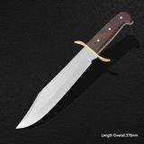 Fixed-Blade Knife with Wooden Handle (#3985)