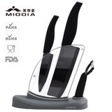 Mirror Black Ceramic Knife Block Set with Peeler