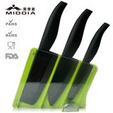 4PCS Mirror Blade Damascus Ceramic Knife Set with Block