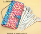 Fashionable 10PCS Helical Cosmetic Brush Set and Beautiful Bright Bag