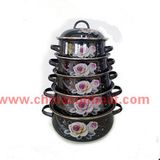 5PCS Set Cast Iron Enamel Casserole Cookware Set Daily Use