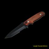 Fixed-Blade Knife with Wooden Handle (#3636)
