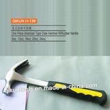 H-139 Construction Hardware Hand Tools Steel Handle Incorporated One Piece Claw Hammer with Rubber Handle