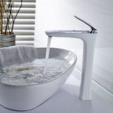 Flg White Paint Chrome Bathroom Water Basin Tap