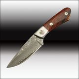 Camping Knife Cocoa Wood Handle with Leather Sheath