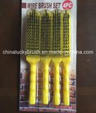 4 Piece Yellow Plastic Handle Steel Wire Set Brush (YY-520)