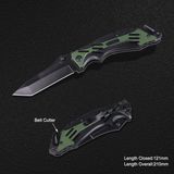 Folding Knife with Anodized Aluminum Handle & Belt Cutter (#3807)