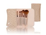 Beige Ostrich Pattern Nylon Hair Makeup Cosmetic Brush Set