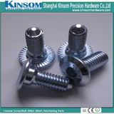 Inner Hex Flange Cheese Head Machine Screw Blue White Zinc Coating Ball Shape End