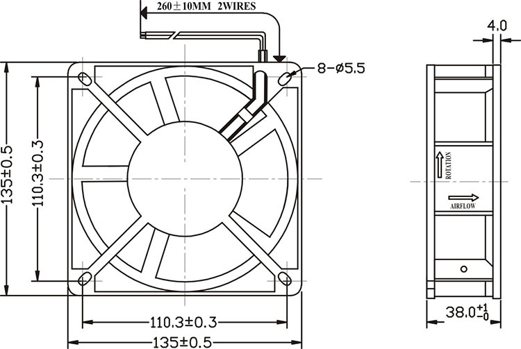 190cfm Big Air Flow 15051 AC Axial Cooling Fans