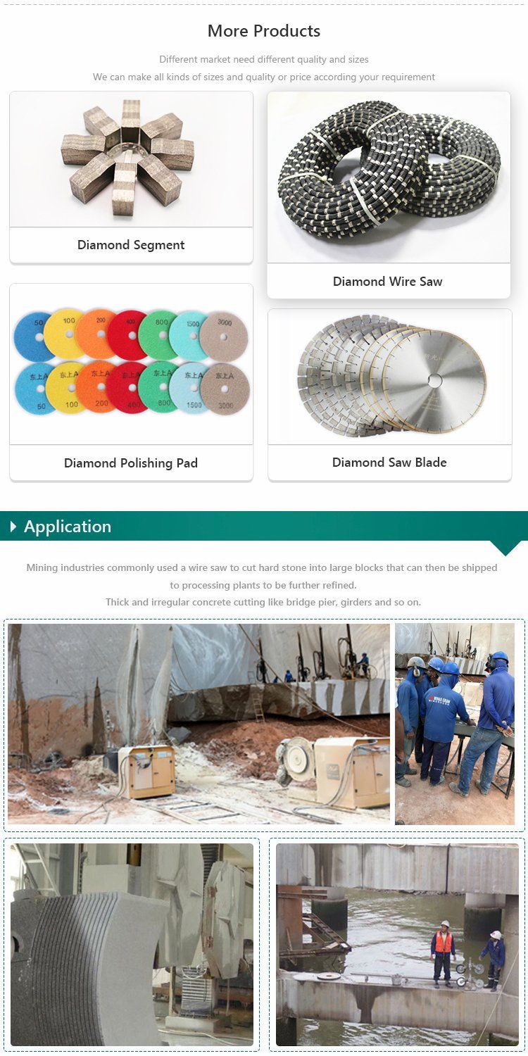 Diamond Cutting Wire Rope Saw for Cutting Marble and Granite Quarry